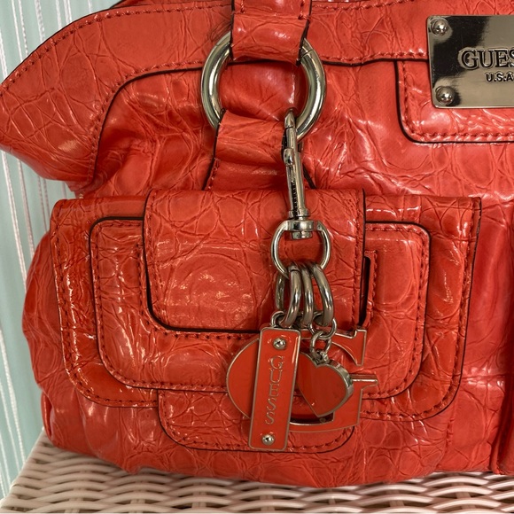 Patent Coral Guess Bag and Matching Wallet Set - Picture 10 of 17